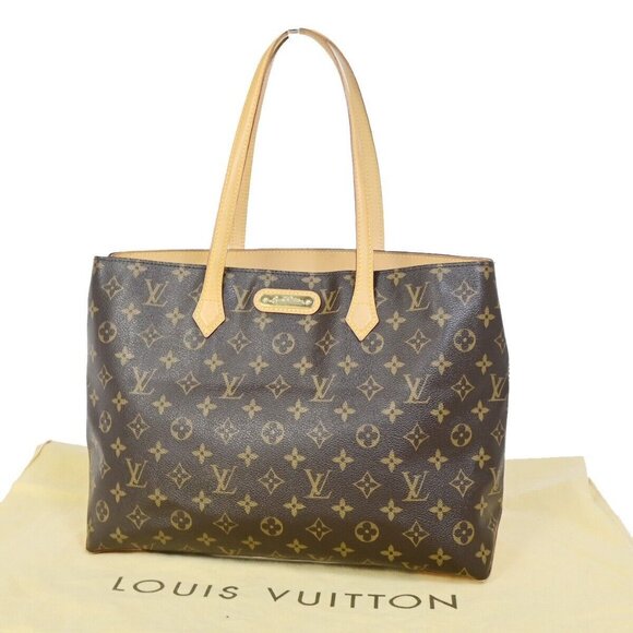 LOUIS VUITTON Wilshire MM Shoulder Bag Monogram Leather Brown authentic - Picture 1 of 15